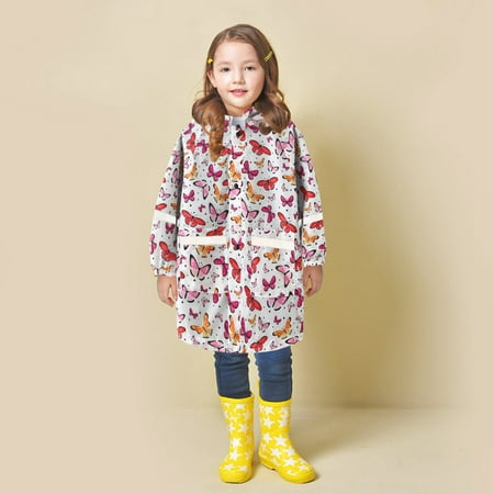 

Children Kids Boys Girls Hooded Cartoon Print Rain Dungarees Windproof Waterproof Outwear Raincoat Trench Coat Hoodies Clothes 2-11Y