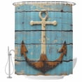 thumbnail image 2 of Vintage Anchor Waterproof Fabric Shower Curtain,Coastal Nautical Blue Brown Wooden Waterproof Fabric Shower Curtain for Bathroom Curtains Bathtubs Hotel Shower Curtains with 12 Hooks Extra Long 72x84, 2 of 8