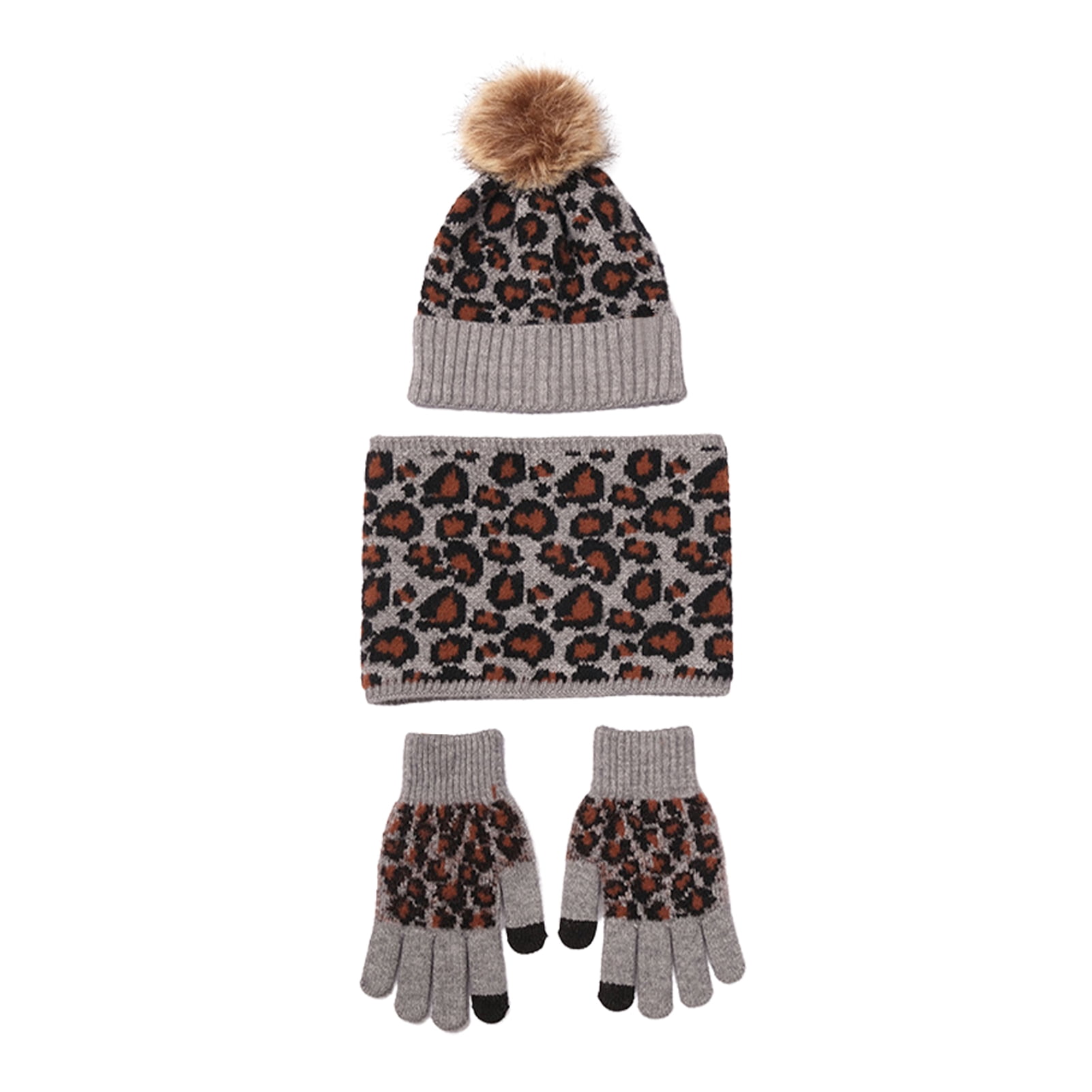 leopard print scarf and gloves