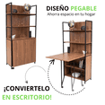 thumbnail image 4 of Escritorio Multiusos FRATELLO MUEBLES con Rack Retractil y Estantes Color Nogal, 4 of 8