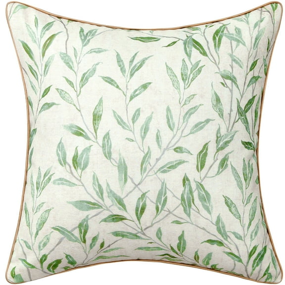 VOGOL Farmhouse Decorative Pillow Cover, Country Green Leaves Pattern Printing Accent Cushion Cases for Bed Couch Chair, 18 x 18 inches, 1 Piece