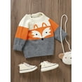 thumbnail image 5 of Baby Knit Sweaters Cute Long Sleeve Contrast Color Fox Print Pullover Tops Toddler Sweatshirts, 5 of 10