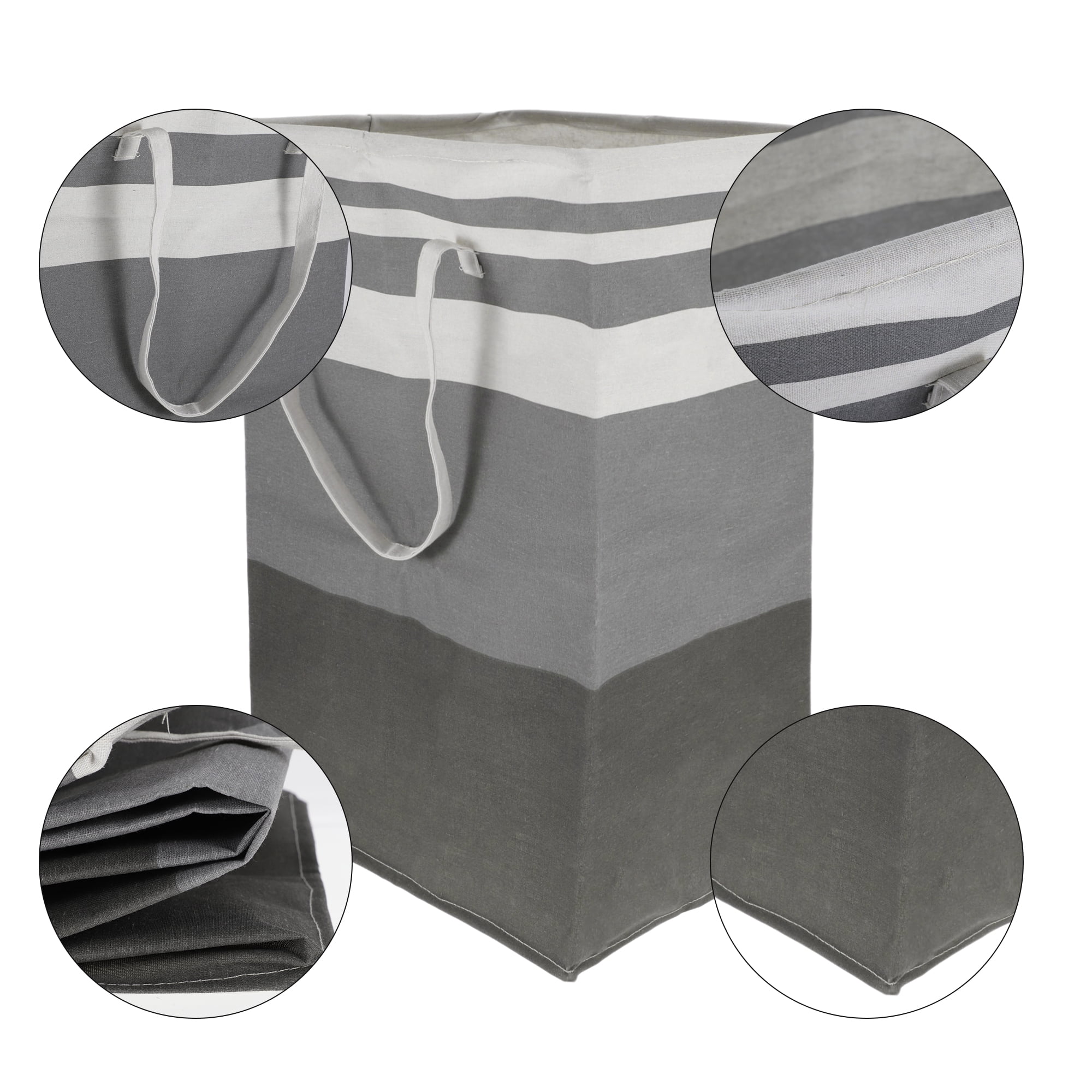 Unique Bargains Laundry Basket, Foldable Laundry Hamper with Handles Gray