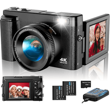 Vlogging Camera 4K Digital Cameras 48MP for Photography Autofocus 16X Digital Zoom for YouTube with 32GB Card