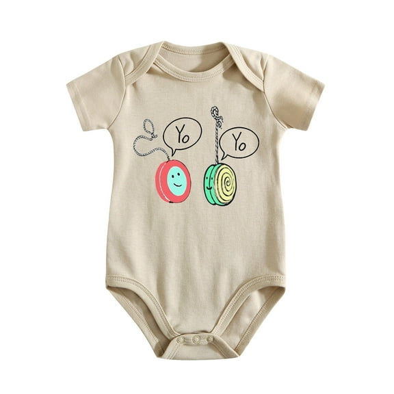 Yo-Yo Baby Bodysuit - Funny Toy Graphic One-Piece Outfit for Boys Or Girls - Soft Cotton Infant Romper Light Apricot-style 9-12M
