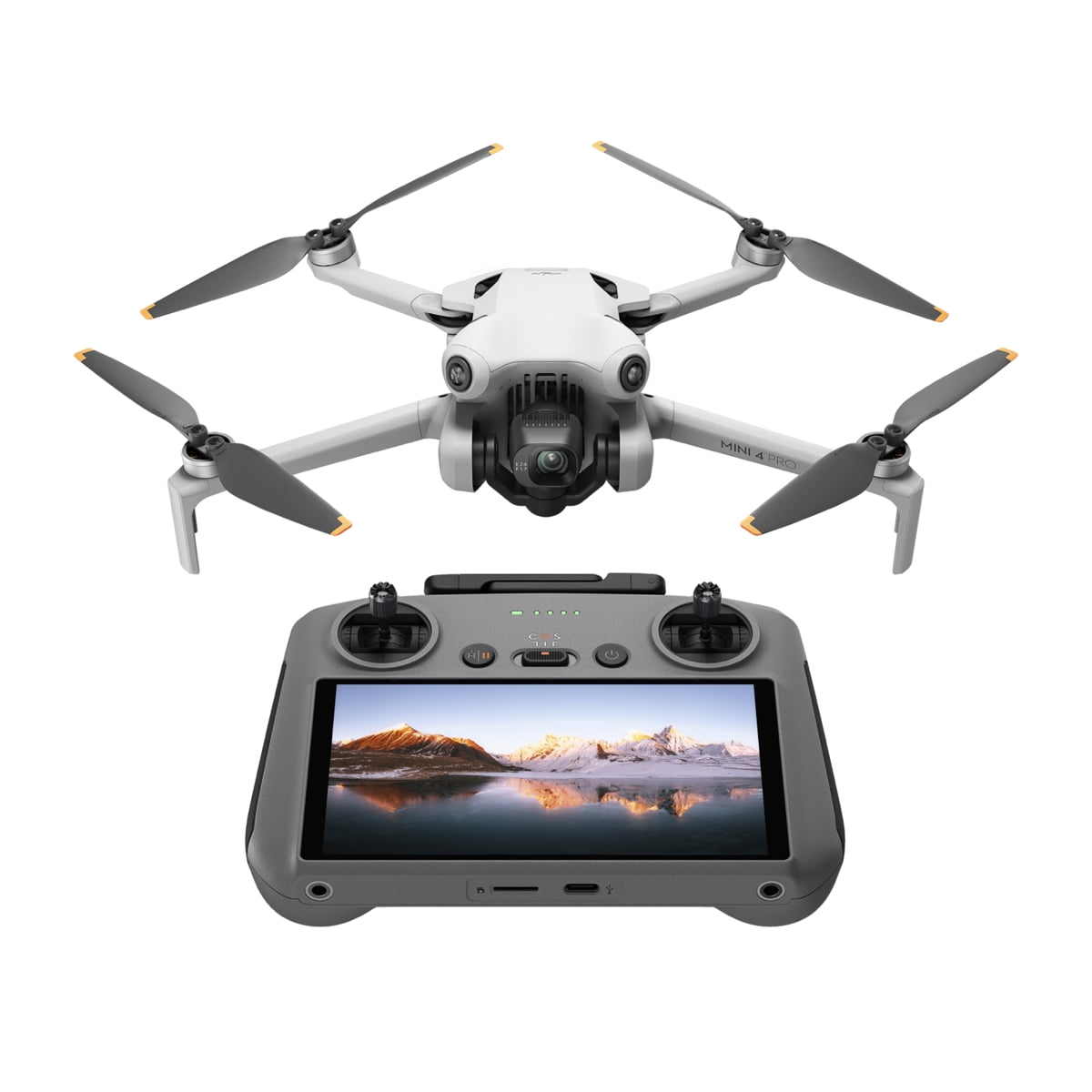 DJI Mini 4 Pro Drone with RC 2 Remote Controller, Bundle with Strobe Anti-Collision Light, Portable Telescoping Stool/Chair, Joysticks, UV Filter, Lanyard Neck Strap, Cleaning Kit and Case