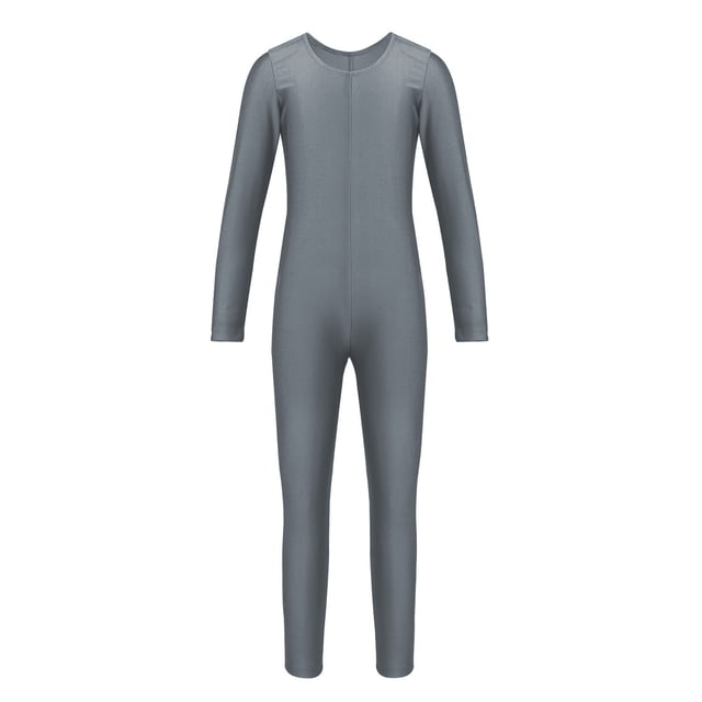 Yartina Combinaison de Danse Ballet à Manches Longues pour Filles, Gris L