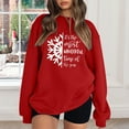 thumbnail image 3 of Gibobby Sudaderas para mujer navidad Sudadera con capucha estampada navideña holgada para mujer con mangas hasta los hombros(Rojo,XG), 3 of 4
