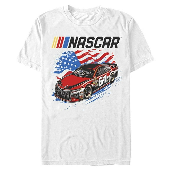 Men's Mad Engine White NASCAR Flag Racer Graphic T-Shirt