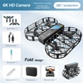 thumbnail image 3 of Dron con cámara, dron volador con cámara, minidron de bolsillo con malla de protección total, fotografía aérea, 6K, modelo de avión RC para estudiantes, con 2 baterías, 3 of 6