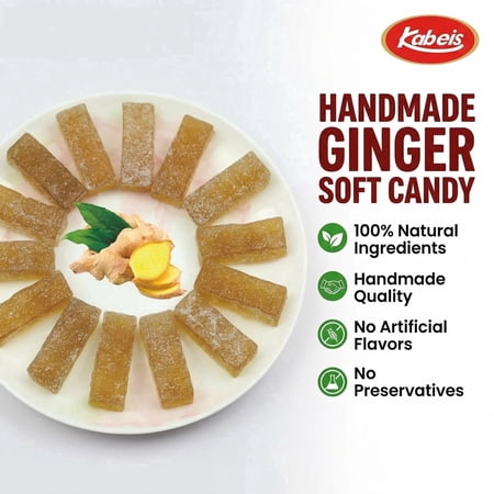 Kabeis Ginger Flavored Chews Chewy Gummy Candy Party Size – 14.46 oz Bulk Bag