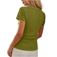 thumbnail image 6 of ClodeEU Women's Square Neck Henley Button Short Sleeve T-Shirt,Slim Fit Solid Color Casual Summer Top Army Green,Women's Plus L, 6 of 6