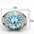 thumbnail image 2 of Womans Silver Aquamarine Ring Ring High polished (no plating) Stainless Steel Ring with AAA Grade CZ in Sea Blue TK1423, 2 of 4