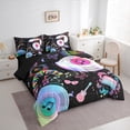 thumbnail image 3 of Manfei Teen Musical Note Bedding Comforter Set 7pcs, Princess Butterfly Queen Bedding Sets, Dreamy Mystic Galaxy Reversible Breathable Home Decor, 3 of 7