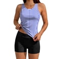 thumbnail image 6 of Bosfbaoi 2-Piece Swimsuit for Women Striped Tankini Womens Swimsuits Racerback Tank Top Boyshort Bathing Suits, 6 of 9