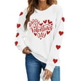 thumbnail image 3 of Itsame Women Long Sleeve Heart T-Shirts Valentine's Sweatshirt Loose Crew Neck Tops White Size L, 3 of 9