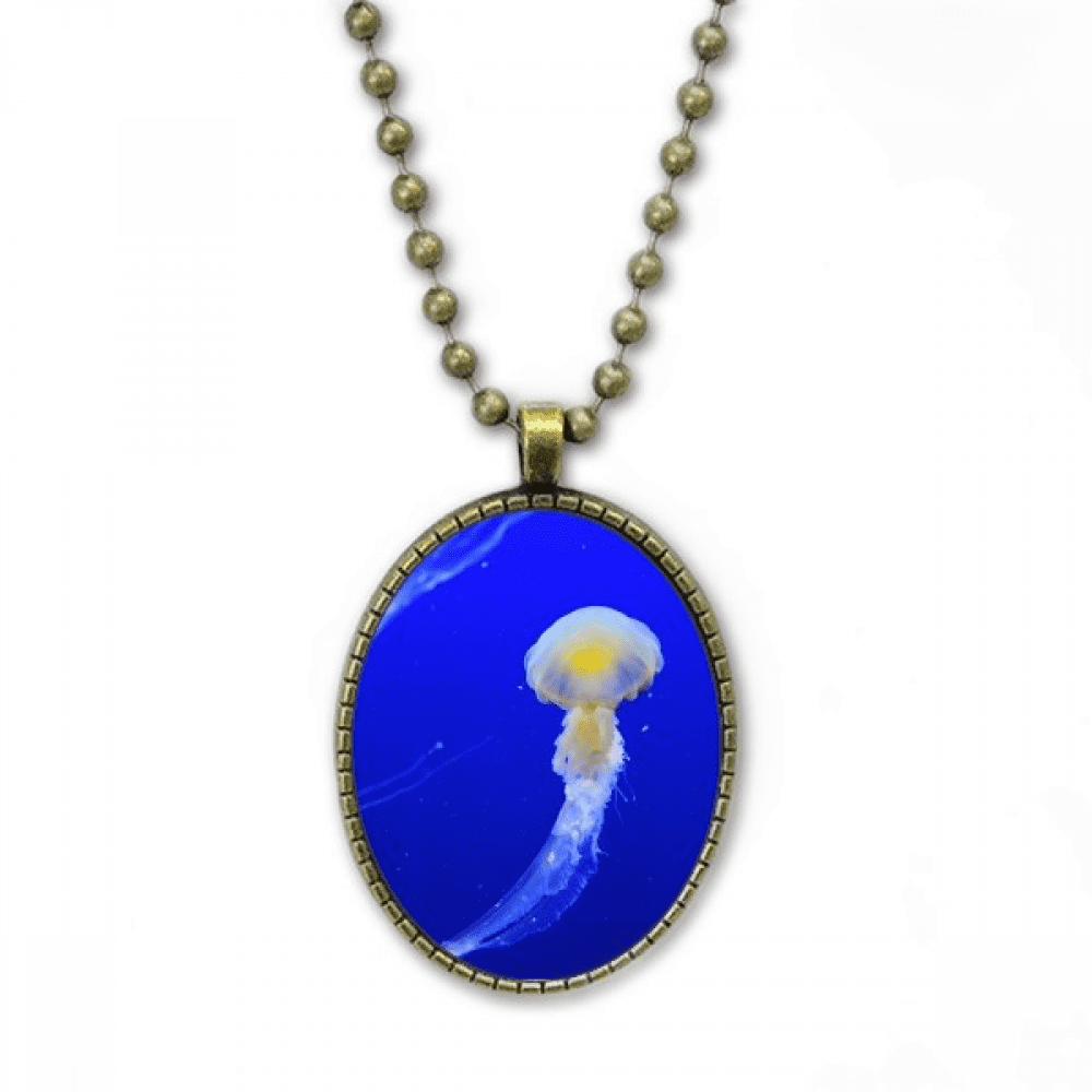 Ocean Jellyfish Science Nature Picture Necklace Vintage Chain Bead