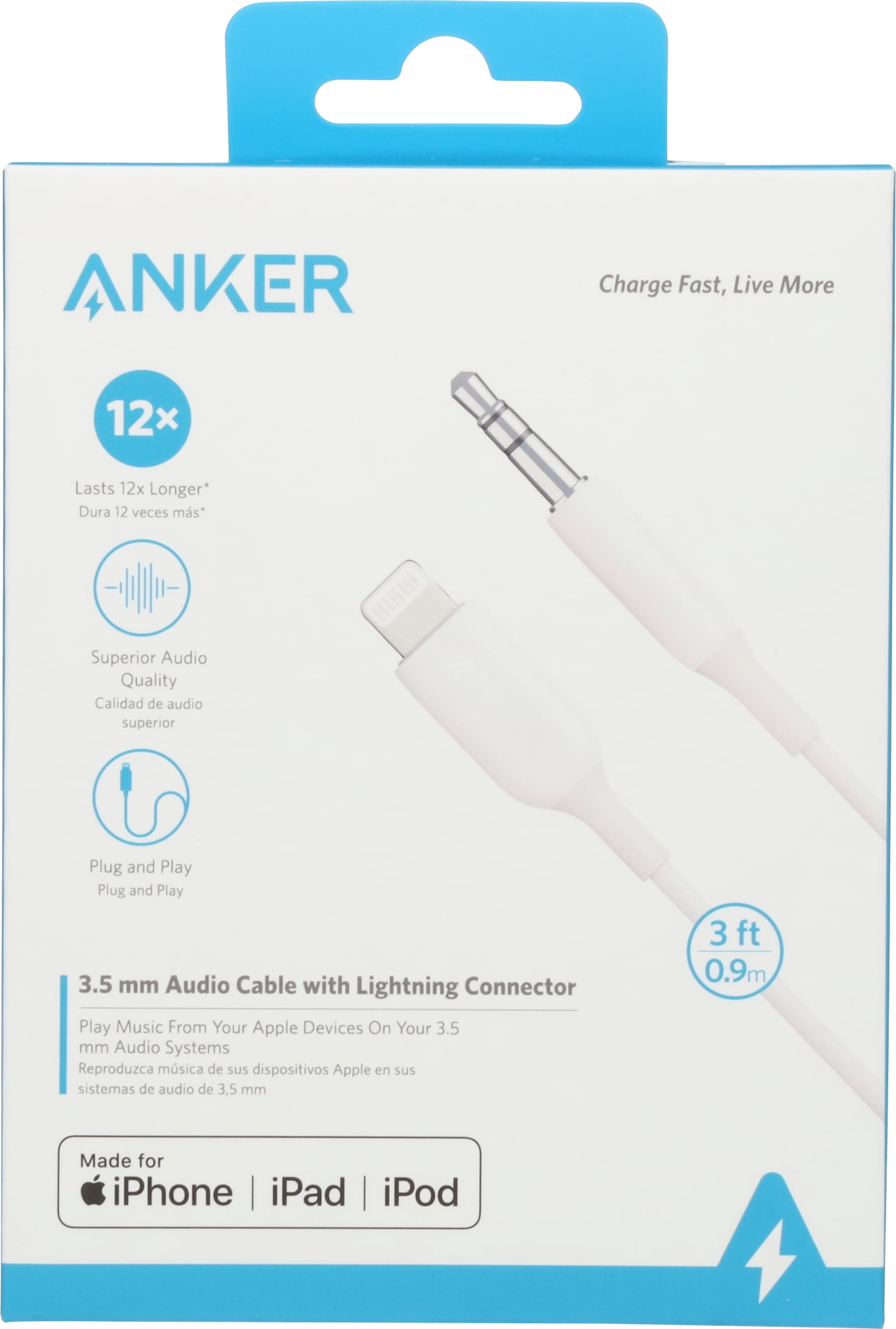 Anker 3.5 mm Audio Cable with Lightning Connector 1 ea