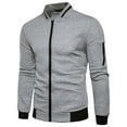 thumbnail image 1 of Men Diamond Casual Contrasting Zip Stand Collar Hoodie Jacket Coat, 1 of 9