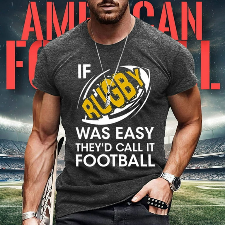 SZXZYGS Shirts American Football Fans Sports Gift Short Sleeve T Shirt  Vintage Rugby Player Sports Retro Men Boys Rugby Pullover 