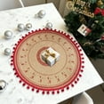 thumbnail image 4 of Retro Christmas Placemats, Round Printed Woven Dining Table Mat for Holiday Kitchen Tables, Heat-Resistant Home Decorative Coffee Cup Mats,15In(D), 4 of 6