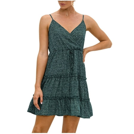 

Sweater Dress for Women Sweater Dress Trendy Women Summer Leisure Pleated Backless V-Neck Bandage Spaghetti Strap Floral Printed Camis Dress on Clearance Maternity Dress Homecoming Dresses