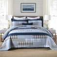 thumbnail image 3 of Bedduvit Navy Blue Cotton Quilt Queen - 100% Cotton Patchwork Plaid Striped Quilts for Queen Beds, Lightweight Reversible Modern Farmhouse Bedspread Quilt Set, 3-Piece All-Season Quilt Bedding Set, 3 of 12