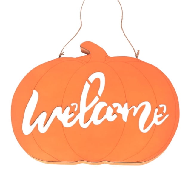 Cartel De Bienvenida De Calabaza Cartel De Corona De Madera Para Colgar En La Pared Para El Hogar Decoración De Acción De Gracias De Halloween Yuarrent HA037631-00