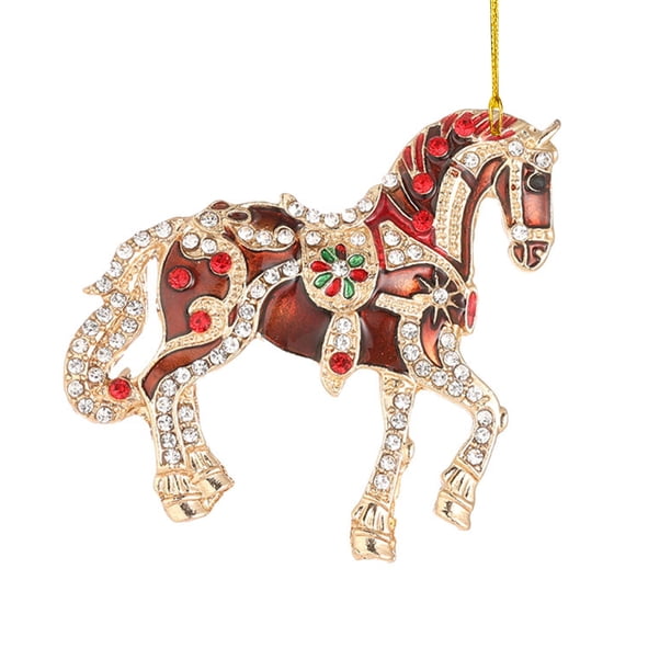 Adornos navideños con forma de caballo Decoración colgante con brillantes en forma de caballo Adorno acrílico para el árbol de Navidad para fiestas de invierno y Navidad Decoración para el hogar