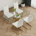 thumbnail image 2 of Modern Glass Dining Table Set (5pc) - Round White Table &amp; 4 Gold Chairs, Kitchen/Restaurant. Tempered Glass Top, Metal Frame, Seats 4, Easy Assembly., 2 of 27