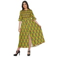 thumbnail image 1 of Moomaya Printed Short Sleeve Long Kurti A-Line Tunic Dresses Indian Top For Women, 1 of 5