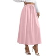 thumbnail image 2 of Hvogkswy Womens Midi Skirt, Solid Color Drawstring Elastic High Waist A-Line Skirts Soft Loose Outdoor Activities Ladies Summer Fashion Casual Skirt, 2 of 7