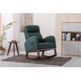 thumbnail image 2 of Modern Nursery Rocking Chair, Glider Upholstered Accent Chair with High Backrest & Solid Wood Legs, Comfy Armchair Nursery Rocker with Side Pocket for Living Room, Bedroom, Emerald, 2 of 9