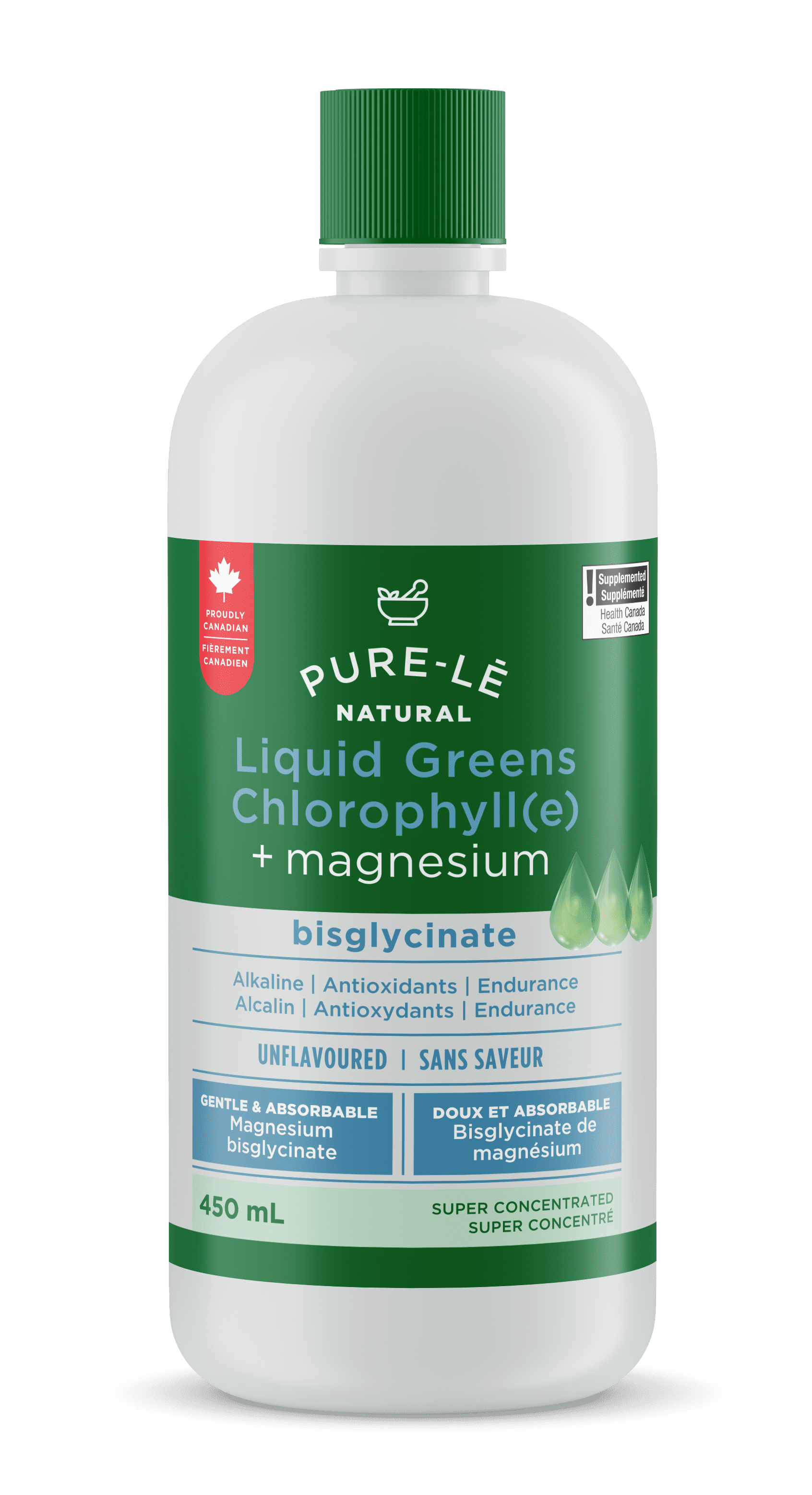 Pure-le Natural Pure-lē Natural Liquid Greens + Magnesium Bisglycinate (Unflavoured) supplement bottle