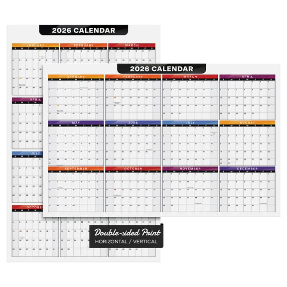 2026 Full Desk Calendar - 11 x 17” Large Size 12 Month Planner - 2 Sided Vertical/Horizontal Reversible - Printed on Thick and Durable 80lb Cardstock (216 GSM) - 2 Per Pack