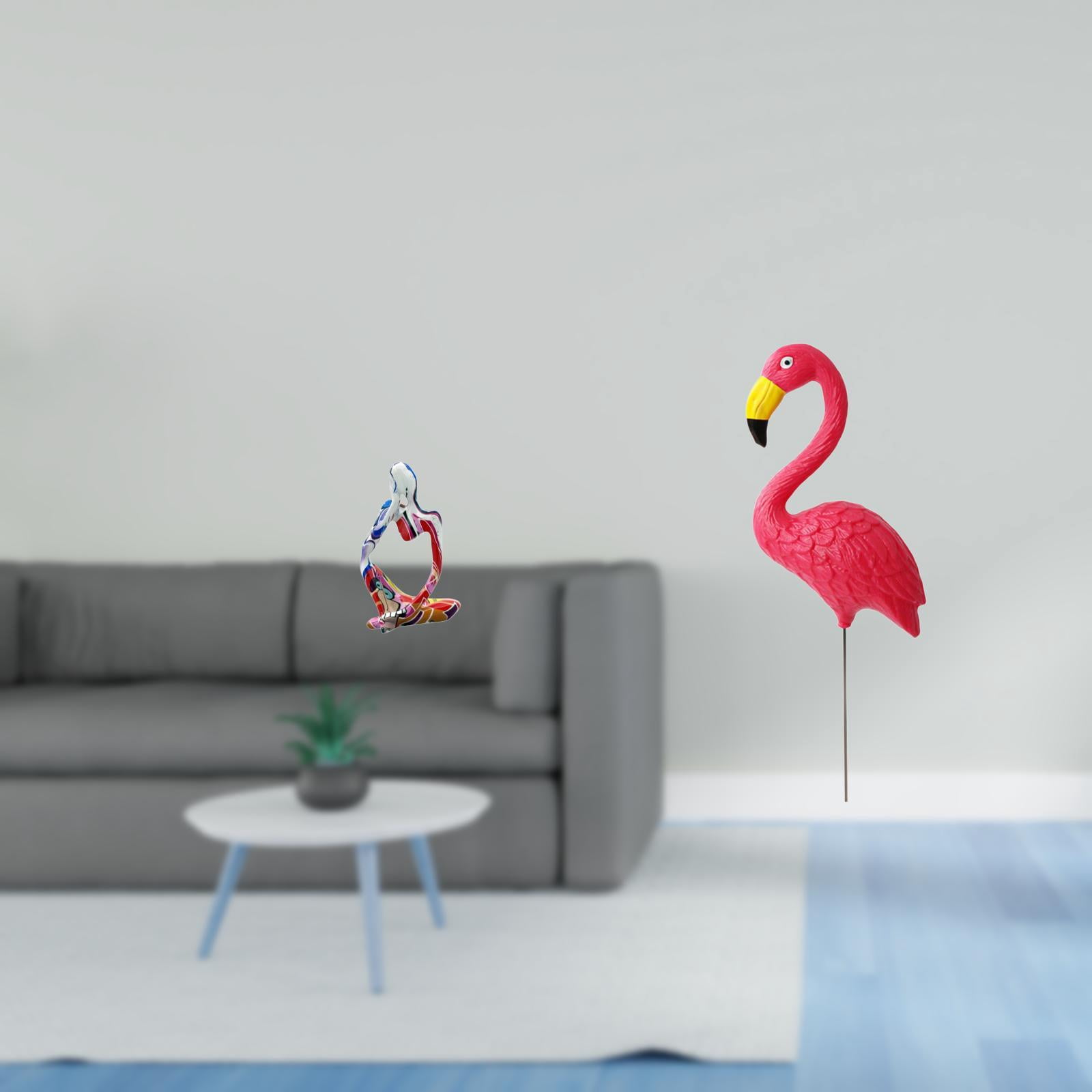 Resin Statue Flamingo Figurine Garden Stake Abstract Polyresin Art for Home Office Yard Decor