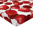 thumbnail image 2 of Ambesonne Summer Fitted Sheet, Cherry Picnic Spring Fruits, Twin XL Size, Burgundy White Green, 2 of 3
