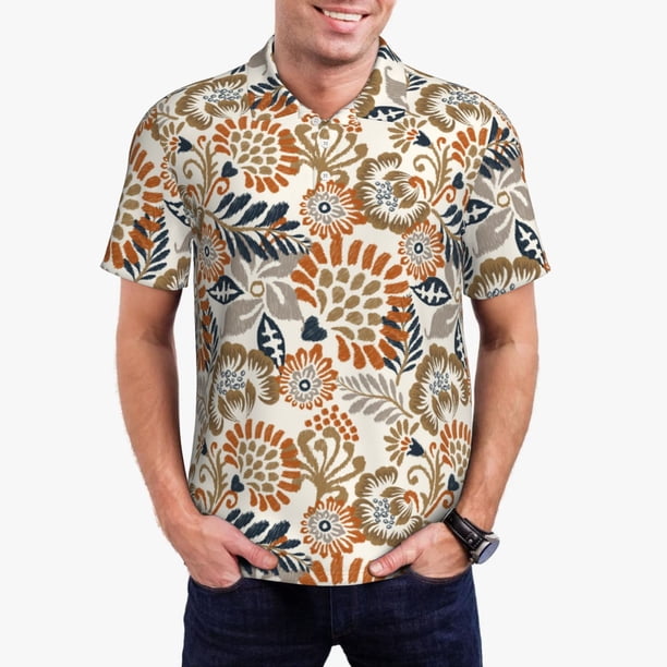 Balery Floral Paisley Camisa Polo de Hombre con Estampado, de Manga Corta y Tejido Medio, Camisa Tipo Golf Polo-Small