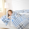 thumbnail image 3 of Erosebridal Floral Plaid Bedding Comforter Set for Girls, Blue Checkered Full Bedding Set, Reversible, 7-Piece, 3 of 5