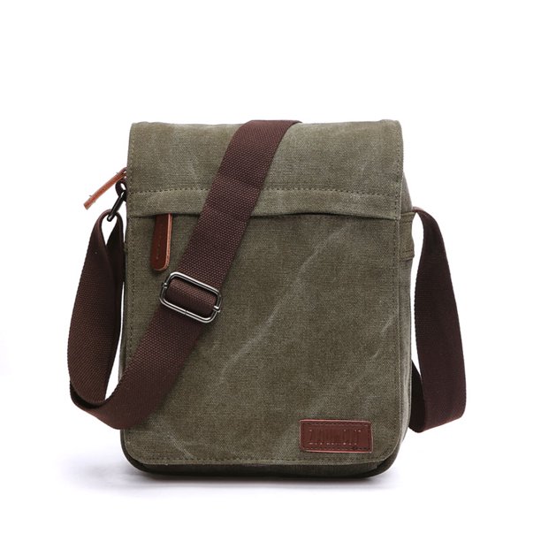 Bolso de mensajero de lona sólida a la moda, bolso de hombro portátil informal con hebilla, paquete Simple de tendencia coreana para hombres y mujeres Xemadio 2032788-5