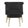 thumbnail image 3 of Modern Velvet Accent Chair with Ottoman, Upholstered Armchair Single Sofa Chair Footrest Set with Nailhead Arms for Living Room Bedroom Apartment, 3 of 8
