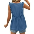 thumbnail image 4 of TrendVibe365 Summer Tank Tops for Women Tunic Ruffle Plain Patchwork Shirts Sleeveless Tees Blouse V Neck Tshirts Loose Fit Pullovers Clothes, 4 of 9