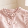 thumbnail image 6 of AUDeals Girls 3D Flower Embroidered Knit Sweater Vest - Round Neck Sleeveless Button Front Cardigan for Kids Casual Layering Wear, 6 of 6