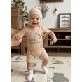 thumbnail image 3 of BemeyourBBs Baby Boy Summer Clothes Infant Baby Boys Fishing Outfit Newborn Baby Boy Hospital Going Home Outfit Ribbed Romper Short Sleeve Newest Fishing Buddy Letter Print Jumpsuit with Hat, 3 of 9