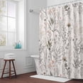 thumbnail image 5 of Floral Plant Fabric Shower Curtain Flower Leaves Washable Shower Curtains for Bathroom, Waterproof Bath Curtain with Hooks Home Decor 72x84in, 5 of 8