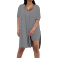 thumbnail image 2 of Pyhlmscde Lounge Sets for Women, Women Plus Size 2 Piece Outfits Short Sleeve Tunic Slit Tops Skinny Biker Shorts Sets Tracksuits, Two Piece Sets for Women Summer Gray S, 2 of 9