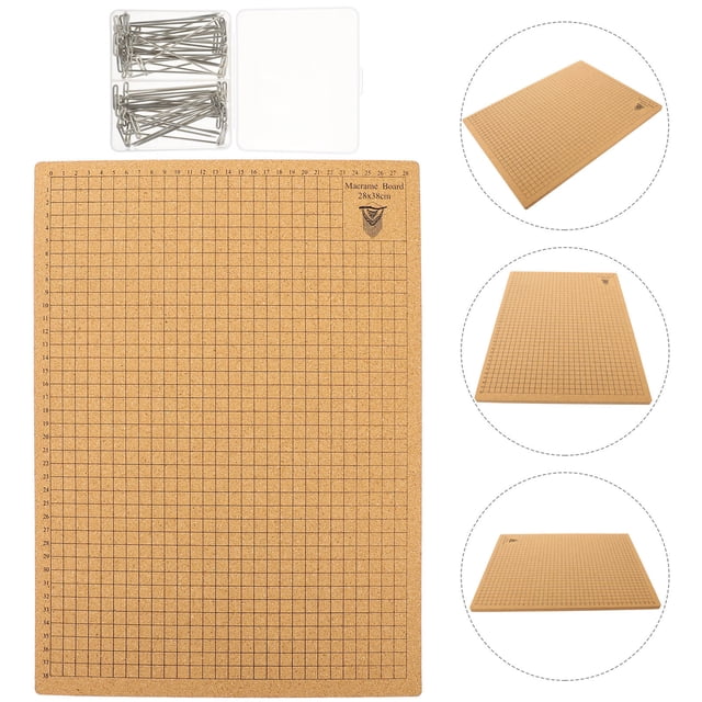 QUMIIRITY 1 Set Craft Style Rectangular Cork Macrame Board for Knotting and Bracelet Projects 12X16In