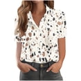thumbnail image 5 of Xdegoge Button Down Shirts for Women Collared V Neck Short Sleeve Vintage Retro Workwear Loose Fit Abstract Striped Print Lightweight Flowy Soft Breathable Spring Summer Tops, 5 of 7