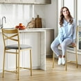 thumbnail image 6 of Acekid 2-Piece Bar Stools Set, Upholstered Counter Height Bar Chairs with Back & Thick Cushion, for Kitchen Island, Apartment Counter, Gold, 6 of 9