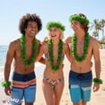 thumbnail image 4 of PMU Luau Tropical Fern Leaf Lei 3 Sets (12pcs) Green Wearable (Head, 2 Wrists and Necklace) Party Costume, 4 of 8